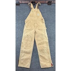 Vtg Carhartt Union Made Bib Overalls Mens 36x34 Duck Quilt Double-Knee USA